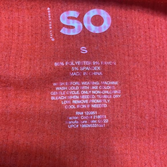 SO Bright orange v neck knot front long sleeve top size small NWT - Picture 6 of 7